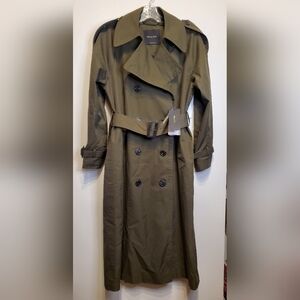161. NWT - Massimo Dutti Olive Green Trench Coat